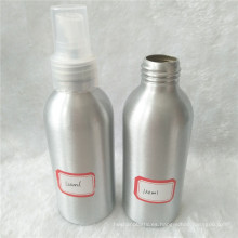 Botella de aluminio cosmética 120ml con pulverizador de niebla blanca